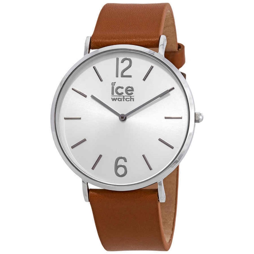 Brown City Tanner Silver Dial Leather Band Unisex